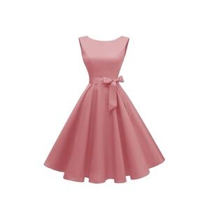 Hanpceirs Women's Retro Boatneck Sleeveless 1950s Cocktail Dress Blush‎ Size L